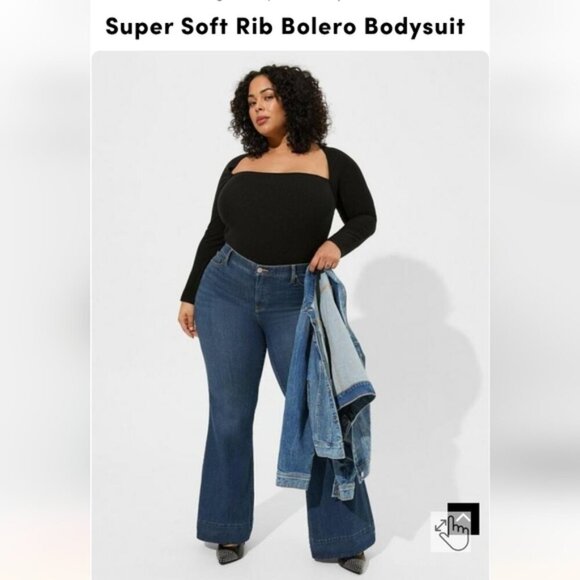 Torrid Super soft rib Bolero Bodysuit Deep Black, Size 3x NWT - Picture 1 of 6